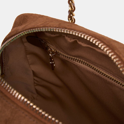 Kadın Vizon Zincir Askılı Süet Deri Omuz Çantası