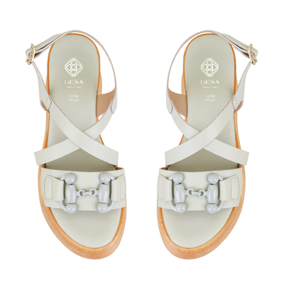 Kadın Yeşil Ayarlanabilir Tokalı Topuklu Deri Sandalet