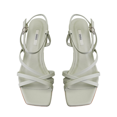 Kadın Yeşil Ayarlanabilir Tokalı Topuklu Deri Sandalet