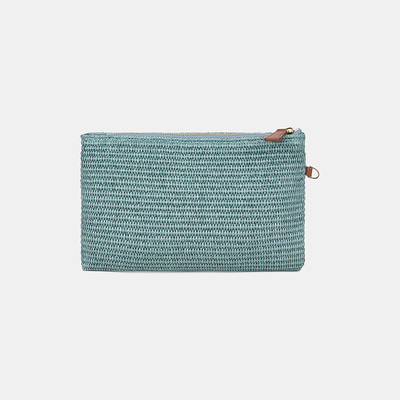 Kadın Yeşil Deniz Kabuğu Aksesuarlı Hasır Clutch