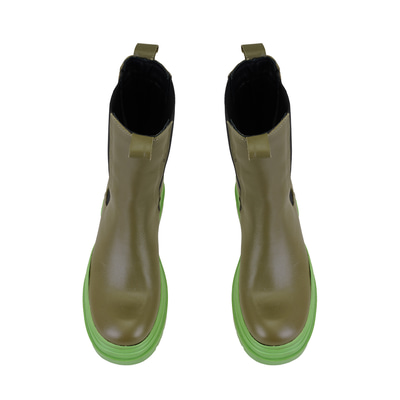 Kadın Yeşil Deri Chelsea Bot