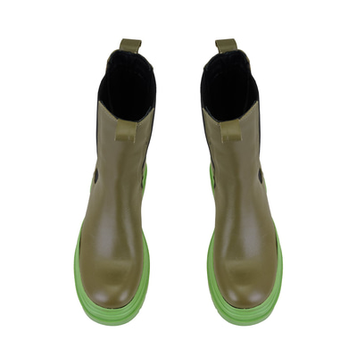 Kadın Yeşil Deri Chelsea Bot