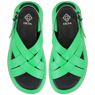 Kadın Yeşil Dolgu Tabanlı Deri Sandalet