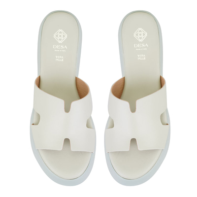 Kadın Yeşil Dolgu Topuklu Deri Terlik