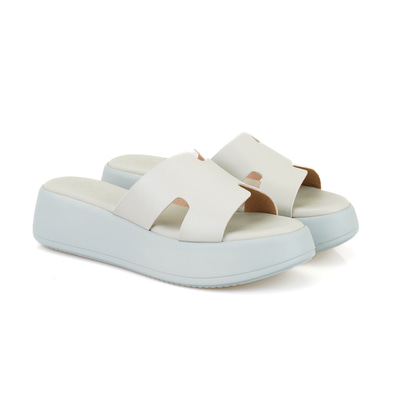 Kadın Yeşil Dolgu Topuklu Deri Terlik