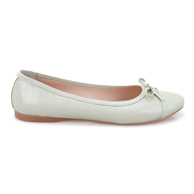 Kadın Yeşil Kroko Baskılı Deri Babet