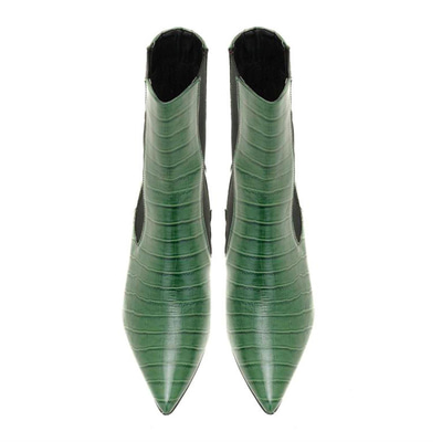 Kadın Yeşil Kroko Baskılı Deri Bot