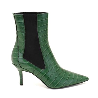 Kadın Yeşil Kroko Baskılı Deri Bot