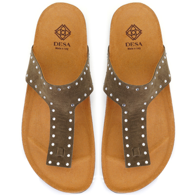 Kadın Yeşil Parmak Arası Süet Deri Terlik