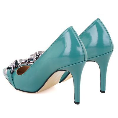 Kadın Yeşil Rugan Deri Abiye Ayakkabı