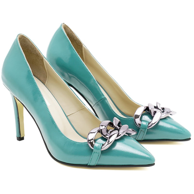 Kadın Yeşil Rugan Deri Abiye Ayakkabı