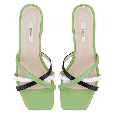 Kadın Yeşil Topuklu Deri Terlik