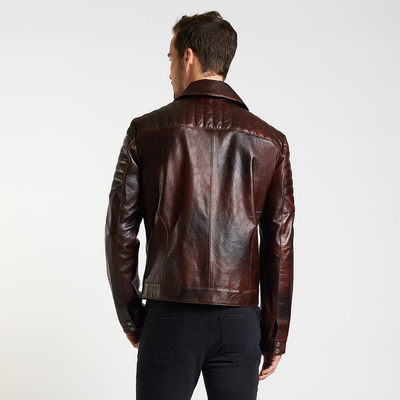 Kahve Bill Erkek Biker Deri Mont