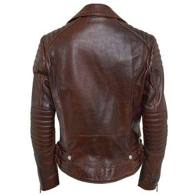 Kahve Brandy Kadın Biker Deri Mont