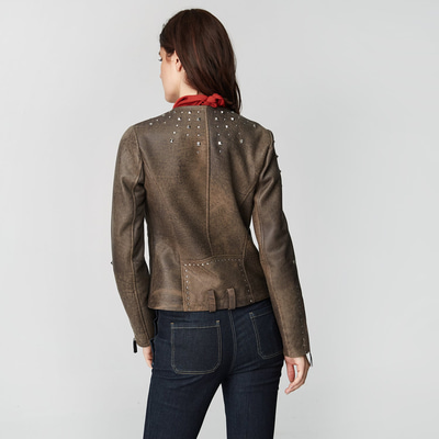 Kahve Breezy Kadın Troklu Deri Mont