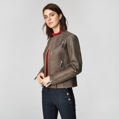 Kahve Breezy Kadın Troklu Deri Mont