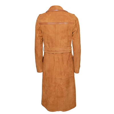 Kahve Diana Kadın Zincir Detaylı Uzun Süet Kaban