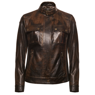 Kahve Ebony Kadın Vintage Deri Mont