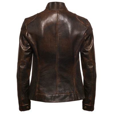 Kahve Ebony Kadın Vintage Deri Mont