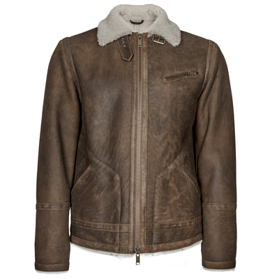 Kahve Erkek Kürklü Deri Mont