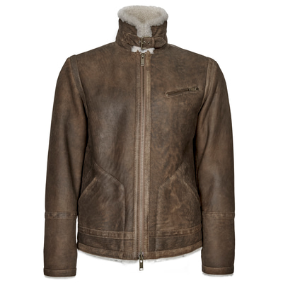 Kahve Erkek Kürklü Deri Mont