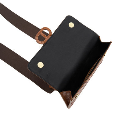 Kahve Fels Kadın Kroko Baskılı Deri Omuz Askılı Çanta