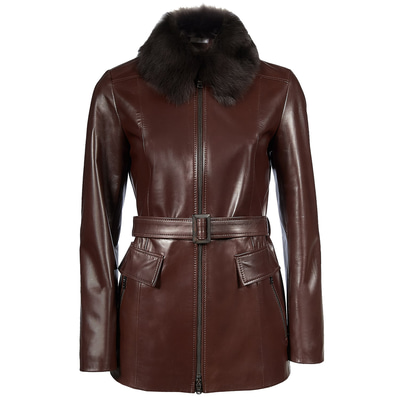 Kahve Giovanna Kadın Deri Kaban