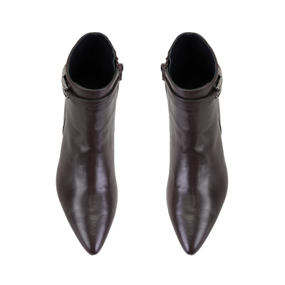 Kahve Kadın DesaComfort Toka Aksesuarlı Topuklu Deri Bot