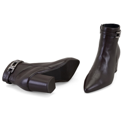 Kahve Kadın DesaComfort Toka Aksesuarlı Topuklu Deri Bot