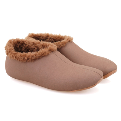 Kahve Kadın Fluffy Yünlü Patik