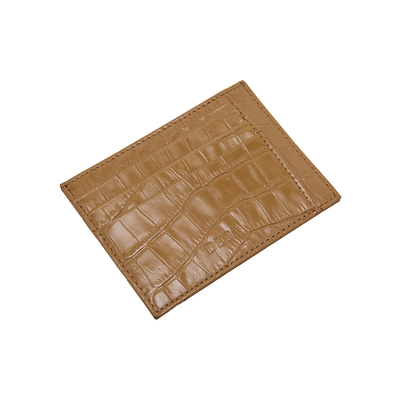 Kahve Kroko Baskılı Deri Kartlık