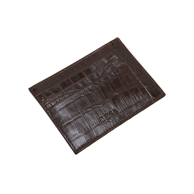 Kahve Kroko Baskılı Deri Kartlık