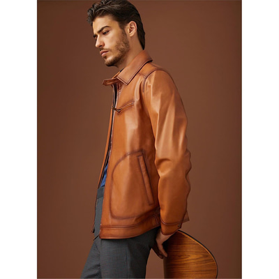 Kahve Mendes Erkek Deri Mont