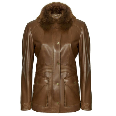 Kahve Sandra Kadın Deri Kaban