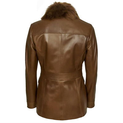 Kahve Sandra Kadın Deri Kaban