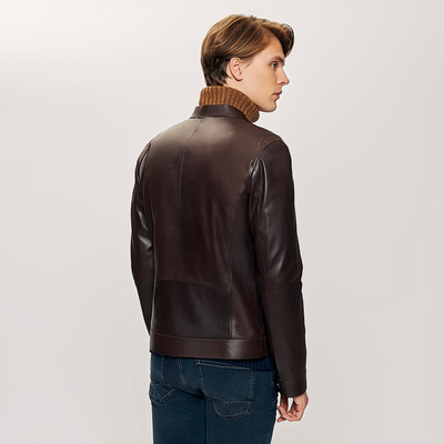 Kahve Silvio Erkek Deri Mont