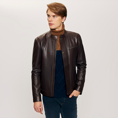 Kahve Silvio Erkek Deri Mont