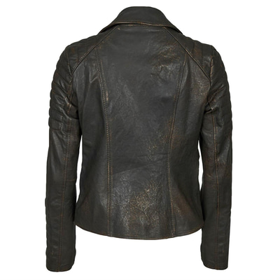 Kahve Vintage Kadın Deri Mont