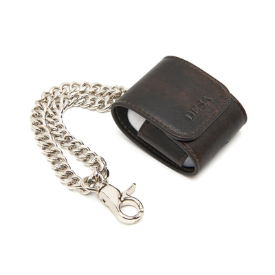 Kahve Zincir Detaylı Deri Airpods Kılıfı