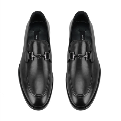 Kane Siyah Erkek Toka Aksesuarlı Deri Klasik Ayakkabı