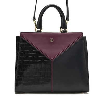 Karmen Siyah Kadın Kroko Baskılı Deri El Çantası