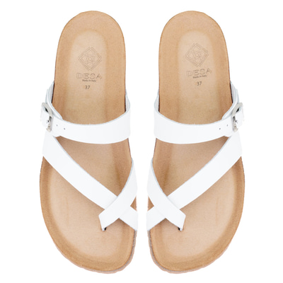 Kathy Beyaz Kadın Parmak Arası Nubuk Deri Terlik