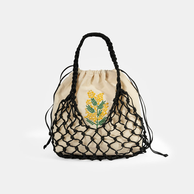 KEDV Mimozalı Deri Örgü Çanta