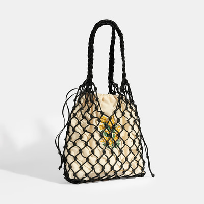 KEDV Mimozalı Deri Örgü Çanta