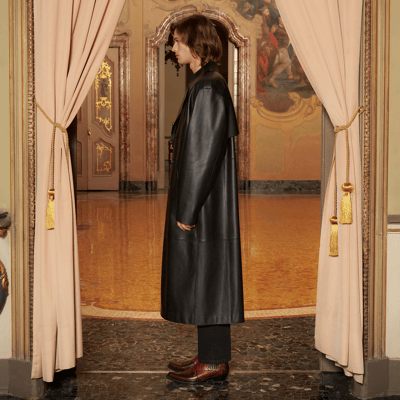 KeinxDesa Siyah Unisex Deri Trençkot