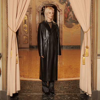 KeinxDesa Siyah Unisex Deri Trençkot