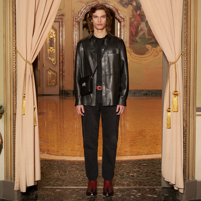 KeinxDesa Siyah Unisex Oversize Deri Gömlek