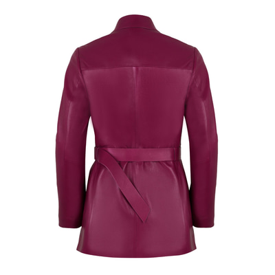 Kelly Bordo Kadın Deri Trençkot