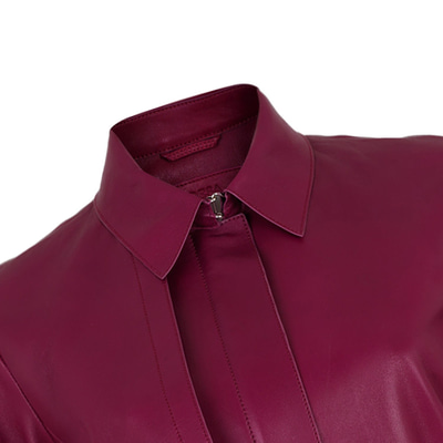 Kelly Bordo Kadın Deri Trençkot