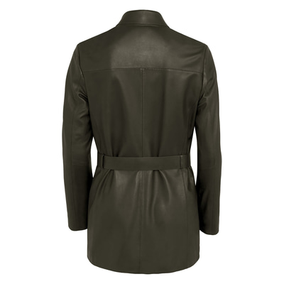 Kelly Yeşil Kadın Deri Trençkot